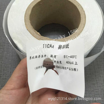 Nice Price Brittle Destructible Security Label Papers Rolls,White Self Adhesive Fragile Vinyl Paper